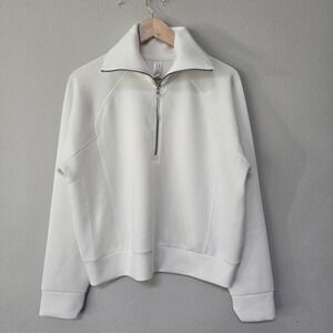 Spanx AirEssentials Half Zip 1/4 Large Powder White Cozy Pullover Sweatshirt